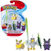 Pokémon Battle Figure Set: Sirfetch’d & Morpeko (Hangry Mode) & Yamper + Pokémon Balpen & 5 Pokémon Stickers {Speelgoed voor kinderen jongens meisjes | Knuffel en speel met jou favoriete speelfiguur | Pikachu, Charmander, Squirtle, Bulbasaur, Eevee}