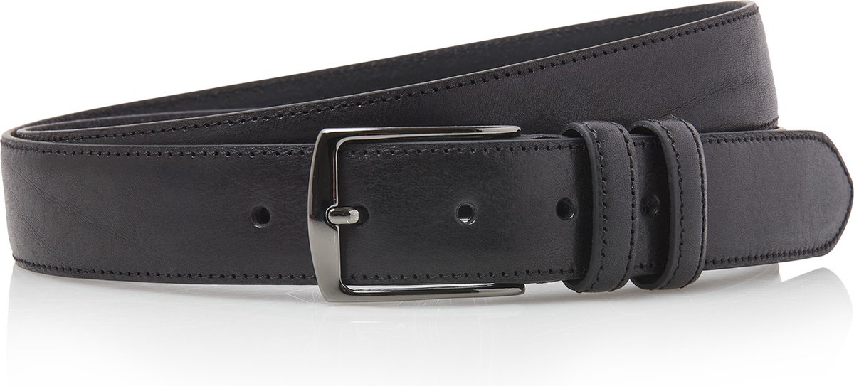 Timbelt zwarte pantalon riem 3.5 cm breed - Volnerf leder - zwarte pantalonriem - riemmaat 105 - totale lengte 120 cm