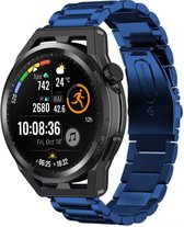 Stalen Smartwatch bandje - Geschikt voor Strap-it Huawei Watch GT Runner stalen band - blauw - GT Runner - 22mm - Strap-it Horlogeband / Polsband / Armband