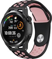 Siliconen Smartwatch bandje - Geschikt voor Strap-it Huawei Watch GT Runner sport band - zwart/roze - GT Runner - 22mm - Strap-it Horlogeband / Polsband / Armband