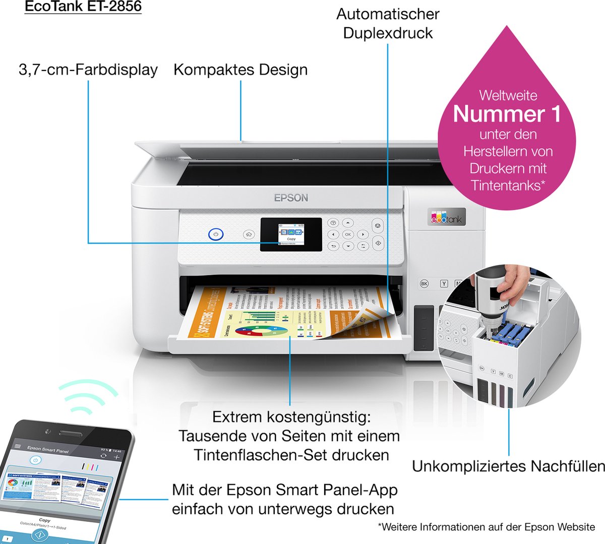 Epson EcoTank ET-2856 - All-in-one printer - LDLC 3-year warranty