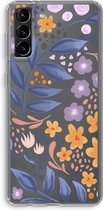 Case Company® - Samsung Galaxy S21 Plus hoesje - Flowers with blue leaves - Soft Cover Telefoonhoesje - Bescherming aan alle Kanten en Schermrand