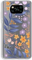 Case Company® - Poco X3 Pro hoesje - Flowers with blue leaves - Soft Cover Telefoonhoesje - Bescherming aan alle Kanten en Schermrand