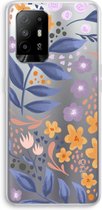 Case Company® - Oppo A94 5G hoesje - Flowers with blue leaves - Soft Cover Telefoonhoesje - Bescherming aan alle Kanten en Schermrand