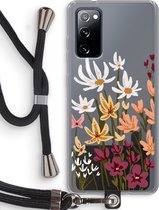 Case Company® - Samsung Galaxy S20 FE / S20 FE 5G hoesje met Koord - Painted wildflowers - Telefoonhoesje met Zwart Koord - Bescherming aan alle Kanten en Over de Schermrand
