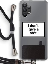 Case Company® - Samsung Galaxy A32 5G hoesje met Koord - Don't give a shit - Telefoonhoesje met Zwart Koord - Bescherming aan alle Kanten en Over de Schermrand