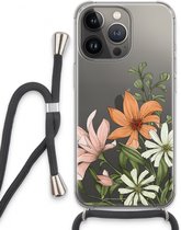 Case Company® - iPhone 13 Pro hoesje met Koord - Floral bouquet - Telefoonhoesje met Zwart Koord - Extra Bescherming aan alle Kanten en Over de Schermrand