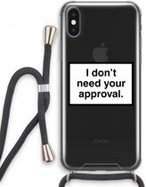 Case Company® - iPhone XS hoesje met Koord - Don't need approval - Telefoonhoesje met Zwart Koord - Extra Bescherming aan alle Kanten en Over de Schermrand