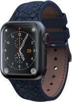 Njord byELEMENTS Apple Watch Series 1-7, SE bandje 44/45 mm - Zalm leer Vatn - Watch Strap - Blauw