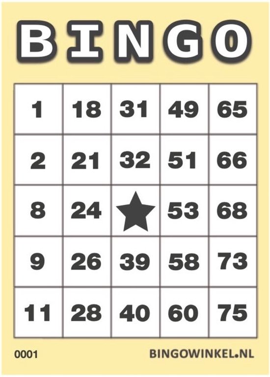 Afbeelding van het spel Bingokaarten 1-75 Karton | Geel | 50 stuks
