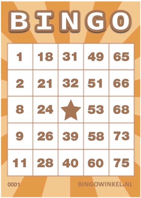 Afbeelding van het spel Bingokaarten 1-75 Karton | Oranje | 50 stuks