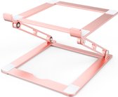 Case2go - Ergonomische Laptop Standaard -  Volledig verstelbaar -  Universele Laptophouder - Aluminium  - Rose Goud