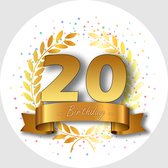 24x Verjaardag ronde stickers 20 jaar - Happy Birthday Feest Stickervellen Kinderen Volwassenen Cadeau Sticker