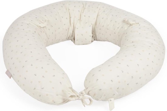 Kave Home - Yamile borstvoedingskussen 100% biologisch katoen (GOTS) in beige met gekleurde bladeren