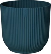 Elho Vibes Fold Rond 30 - Bloempot voor Binnen - 100% Gerecycled Plastic - Ø 29,5 x H 27,2 - Blauw/Diepblauw