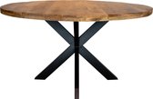 Table à manger ronde Zita Home - 130cm - mangue - noir - métal 4 pieds