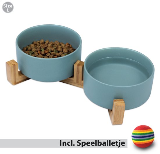 Doufy - Voerbak - Drinkbak - 2x800 ML - Keramiek - Hond en Kat - Vaatwasserbestendig