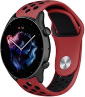 Siliconen Smartwatch bandje - Geschikt voor  Amazfit GTR 3 - Pro sport band - rood/zwart - GTR 3 & GTR 3 Pro - Strap-it Horlogeband / Polsband / Armband