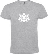 Grijs  T shirt met  print van "Lotusbloem " print Wit size XS