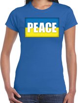 Peace t-shirt blauw dames - Oekraine protest/ demonstratie shirt - vrede - Oekraiense vlag S