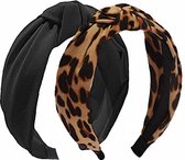 LIXIN Set 2 Stuks Dames Haarbanden - Leopard, Zwart - Haarband volwassenen - Vrouwen - Dames - Tieners - Meiden - Dans - Yoga - Hardlopen - Sport - Haaraccessoires