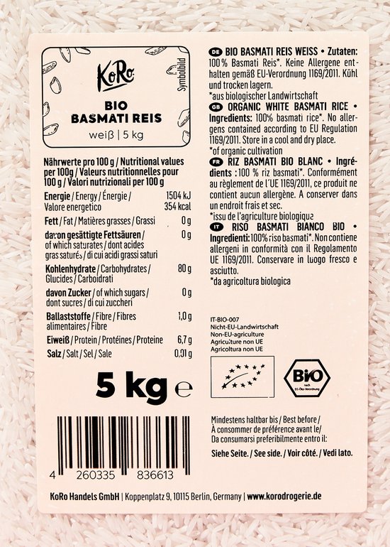 KoRo - Bio witte basmatirijst 5 kg van Koro — afbeelding 5