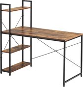 Merax Bureau - Computertafel met planken - Thuiskantoor - Industrieel - Vintage - Bruin/zwart - 60x120x76/120