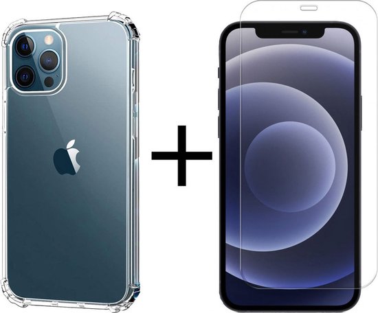 Hoesje Geschikt voor Apple iPhone 12 / 12 Pro Schokbestendig Transparant Hoesje + Gratis 9H Tempered Glass Screen Protector