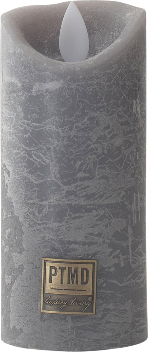 PTMD LED kaars Rustiek grijs 5,5 x 5,5 x 12,5 cm - LED Light Candle rustic grey moveable flame - XS