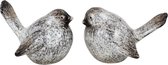 Set van 2 vogels / vogel / dier / vogeltjes - Bruin / wit / grijs - 14 x 7 x 7 cm hoog (per vogel).
