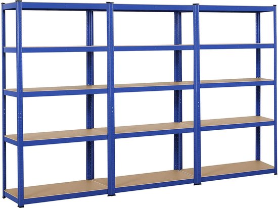 Yaheetech Opbergrek, zwaar belastbaar, met verstelbare MDF-planken, organizer, planken voor garage, woonkamer, keuken, kelderruimte, 360 x 30 x 180 cm, zwart