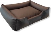 Topmast Lounge Sofa - Hondenmand - 100 x 80 cm - Zwart & Bruin - Hondenbed - Hondenkussen - Leatherlook