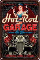 Signs-USA - Retro wandbord - metaal - Hot Rod Garage Pin Up - 30 x 40 cm