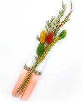 Set DIP DYE kaarsen met droogbloemen fel oranje