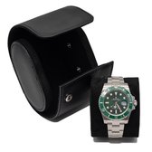 Luxe Horloge Bescherm Case (Zwart) (Leer/Suede) [Luxury Watch Travel Roll Box - Heren Vrouwen Horloge Rol Accessoire - Opbergdoos - Verwijderbaar Kussens – Watch Box – Leder – Leer - Etui Cadeau Kado]