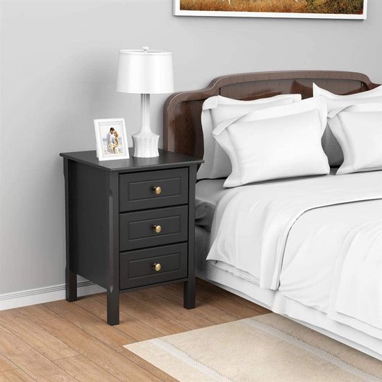 CARO-Möbel Nachttisch IRMA Nachtschrank Für Boxspringbett Nachtkonsole Mit 3 Schubladen Weiss Vintage Design