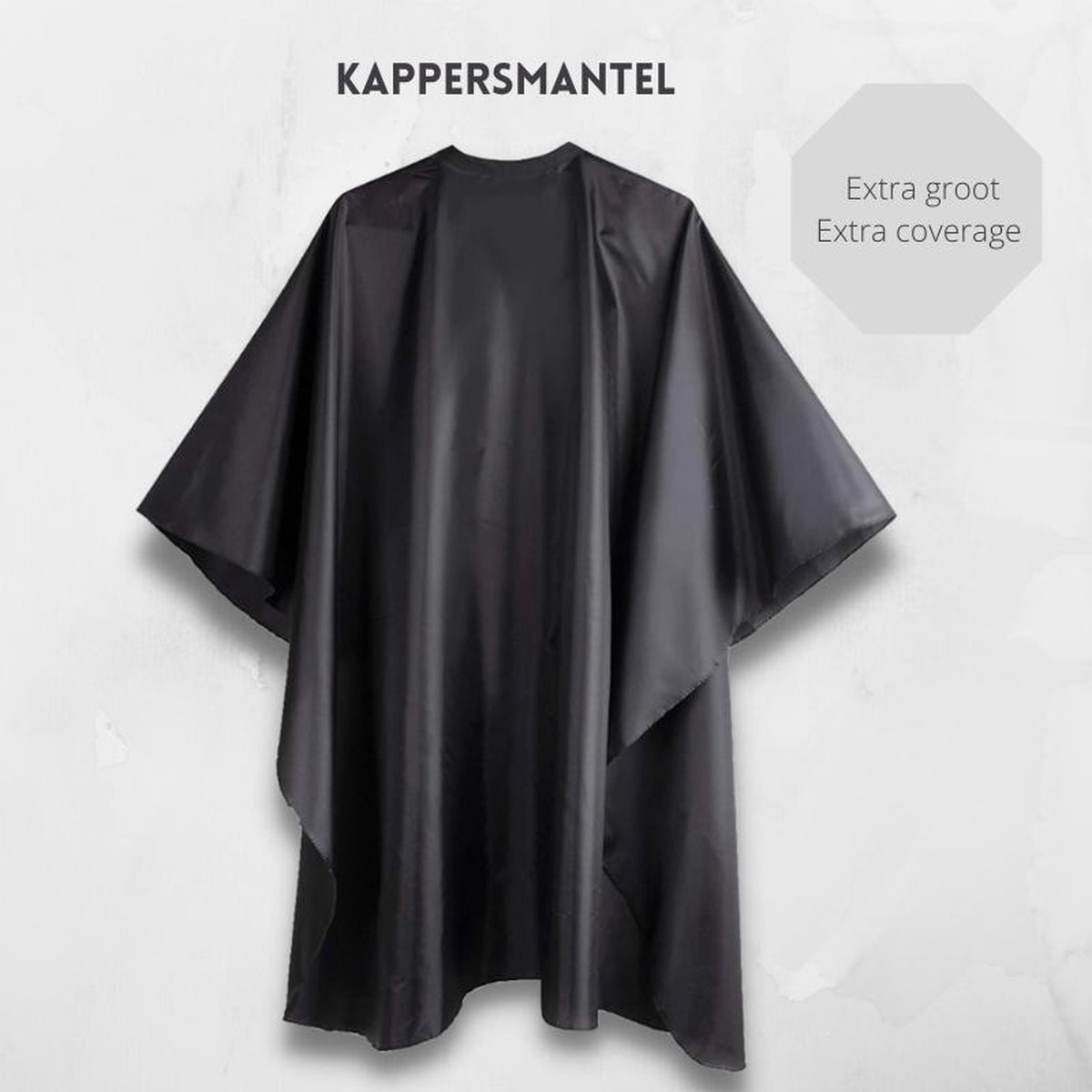 Kappersmantel - Kapmantel – Kappersschort - Waterbestendige Kapperscape - Geschikt voor Haren Knippen/Wassen/Verzorgen/Verven – Extra groot - 148 x 130 cm – Unisex - Zwart