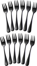 Set van 12 gebaksvorkjes - Taartvorkjes - 13.8cm - RVS - Kleine vorkjes - Zwart Set van 12 gebaksvorkjes - Taartvorkjes - 13.8cm - RVS - Kleine vorkjes - Zwart