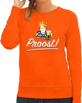 Koningsdag sweater Proost - oranje - dames - koningsdag outfit / kleding S