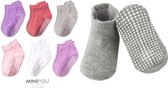 MINIIYOU - Stevige Antislip Sokken - Kind 2-4 jaar - 6 paar - Roze Paars Effen