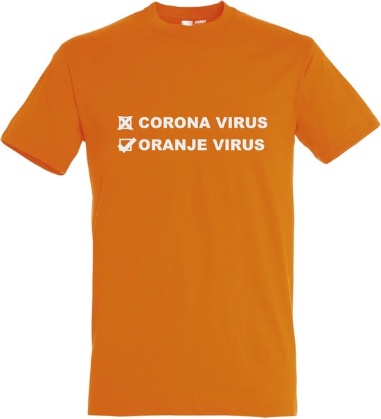 T-shirt Corona virus / oranje virus | Koningsdag | oranje shirt | Koningsdag kleding | Oranje | maat 4XL