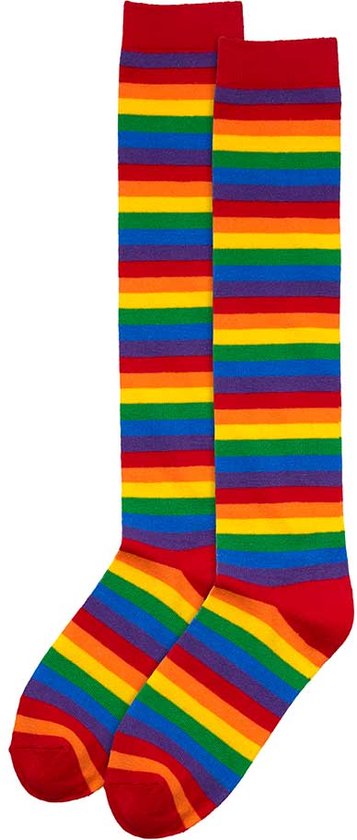 Boland 97040 - Knee High Socks with Stripes, Red/White, Stretchy, Clown, Naughty Girl, Pippi, Costume, Carnival, Theme Party