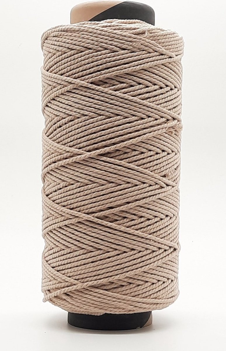 Macrame Touw - Lux -4 mm-Beige/Terracotta-240+205 meter-2400 gr-Gerecycled-Katoen Koord-Plantenhanger-Wandkleed-Sleutelhanger-Dromenvanger-Macrame Koord-Macrame Pakket