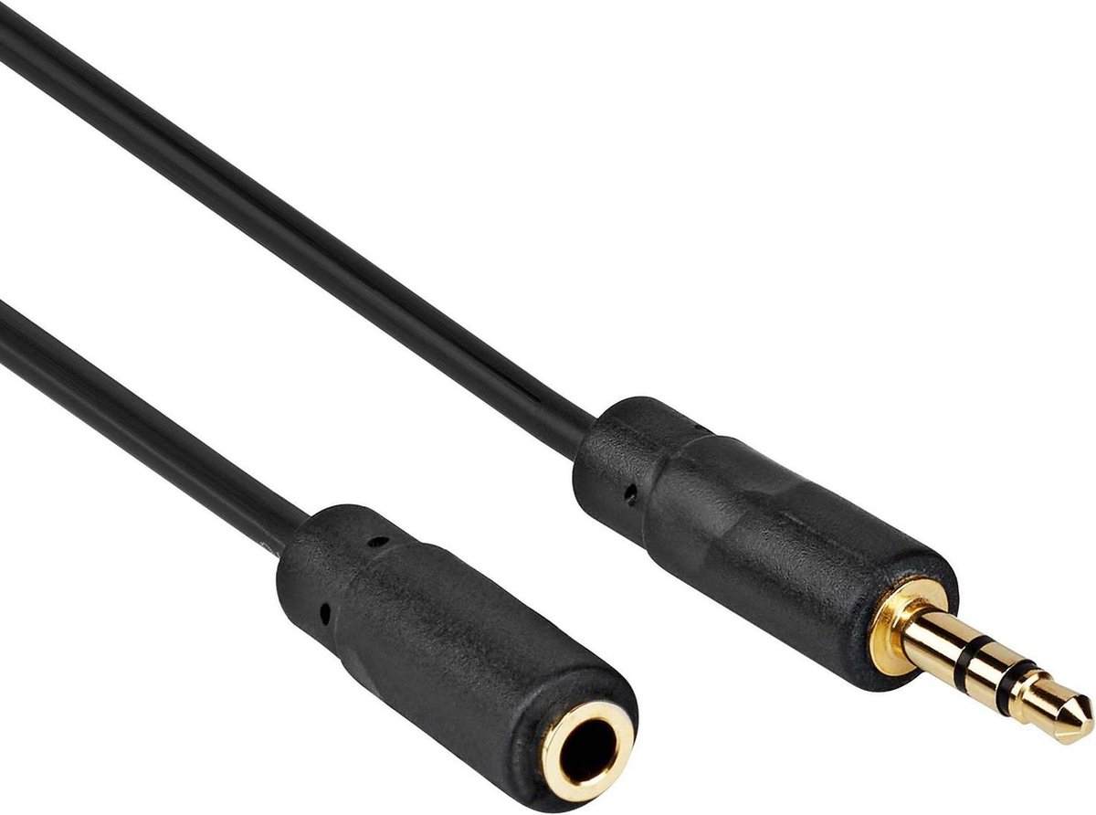 Jack verlengkabel 3.5 mm - Male To Female - Zwart - 3 meter - Allteq