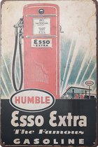 Signs-USA - Retro wandbord - metaal - Esso Extra - gaspump - 30 x 40 cm