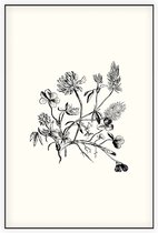 Bladtekening zwart-wit 7 - Foto op Akoestisch paneel - 150 x 225 cm