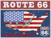 Signs-USA - Retro wandbord - metaal - Route 66 Map Kaart - 30 x 40 cm