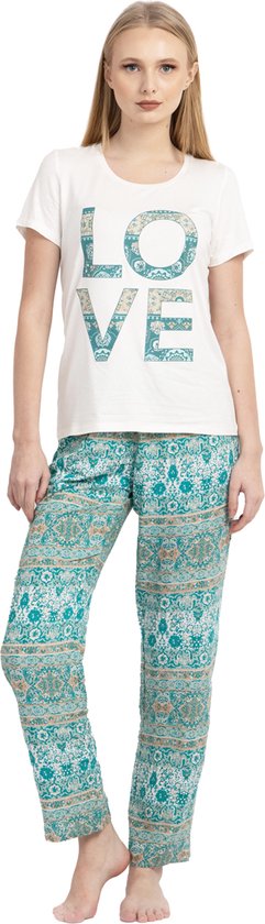 VANILLA - Pyjama femme Love - Deux pièces - Viscose - Blanc cassé - PJ1544 - L