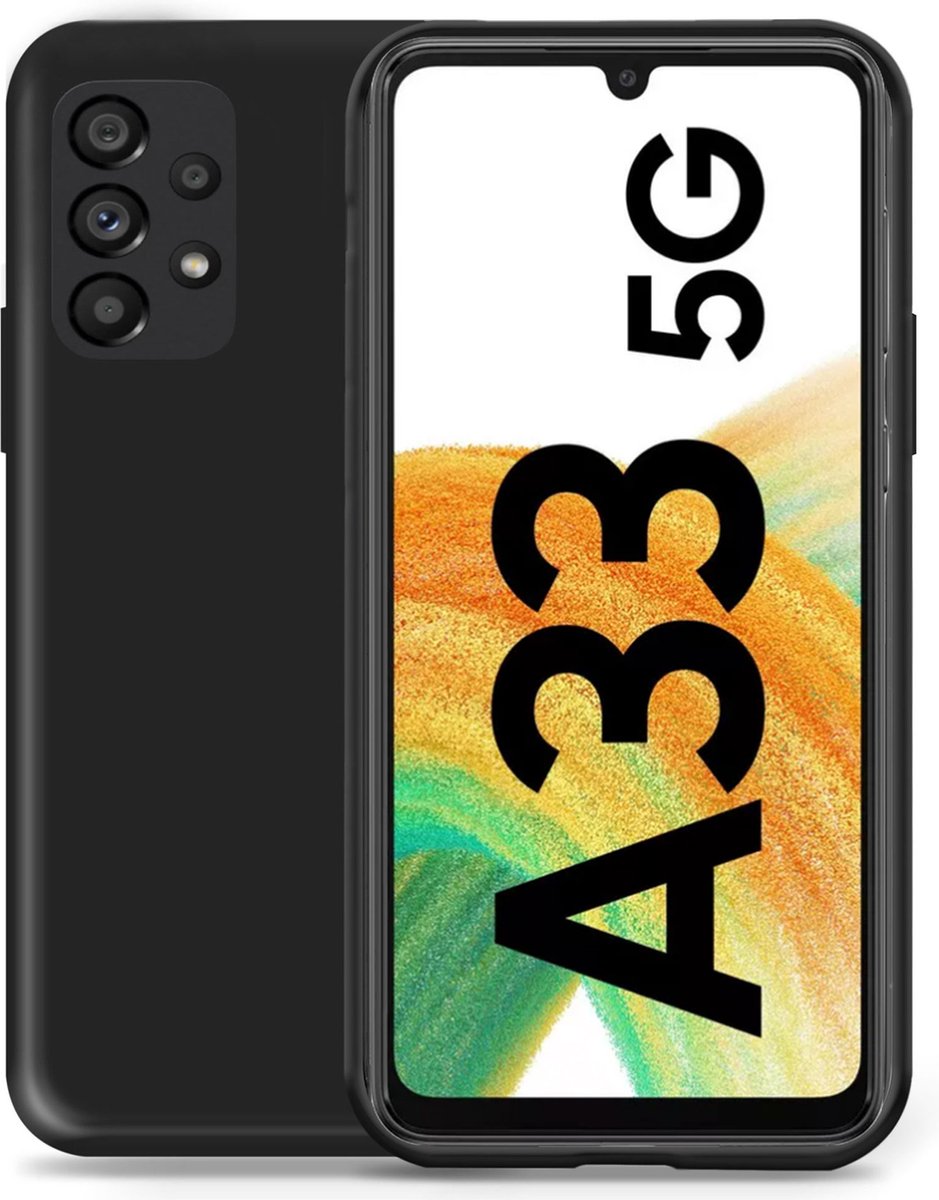Geschikt voor Samsung A33 5G Hoesje - Suède Back Cover Case Zwart