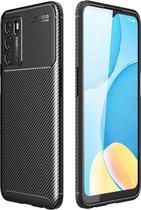 Oppo A16s/A16/Oppo A54S Hoesje Siliconen Carbon TPU Back Cover Zwart